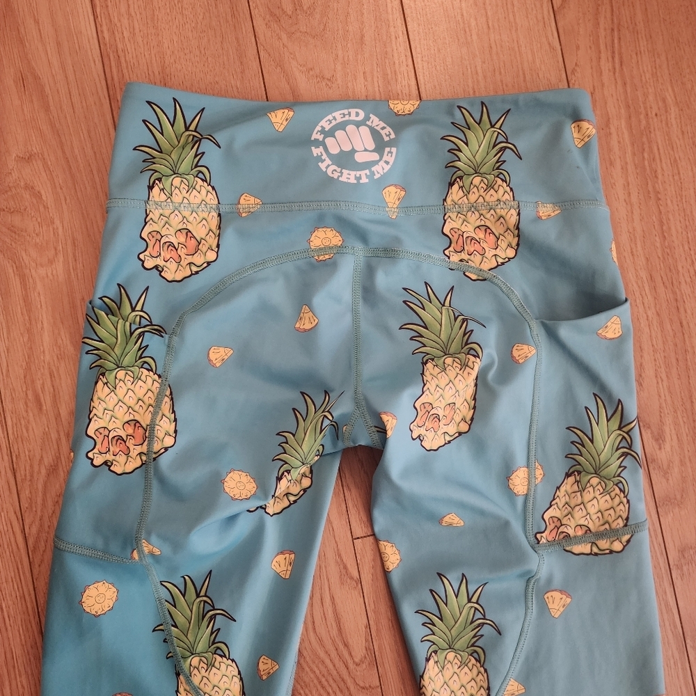 Feed Me Fight Me Skull Pineapple Leggings-Small - Picture 10 of 12